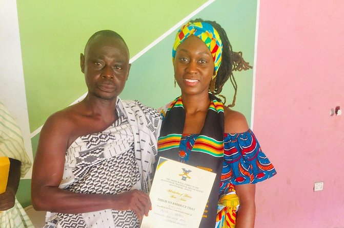 Traditional naming ceremony For African Diasporas in Kumasi - A cocoa farm and the taste of fresh cocoa